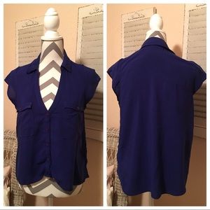Cute Blue Vneck Blouse